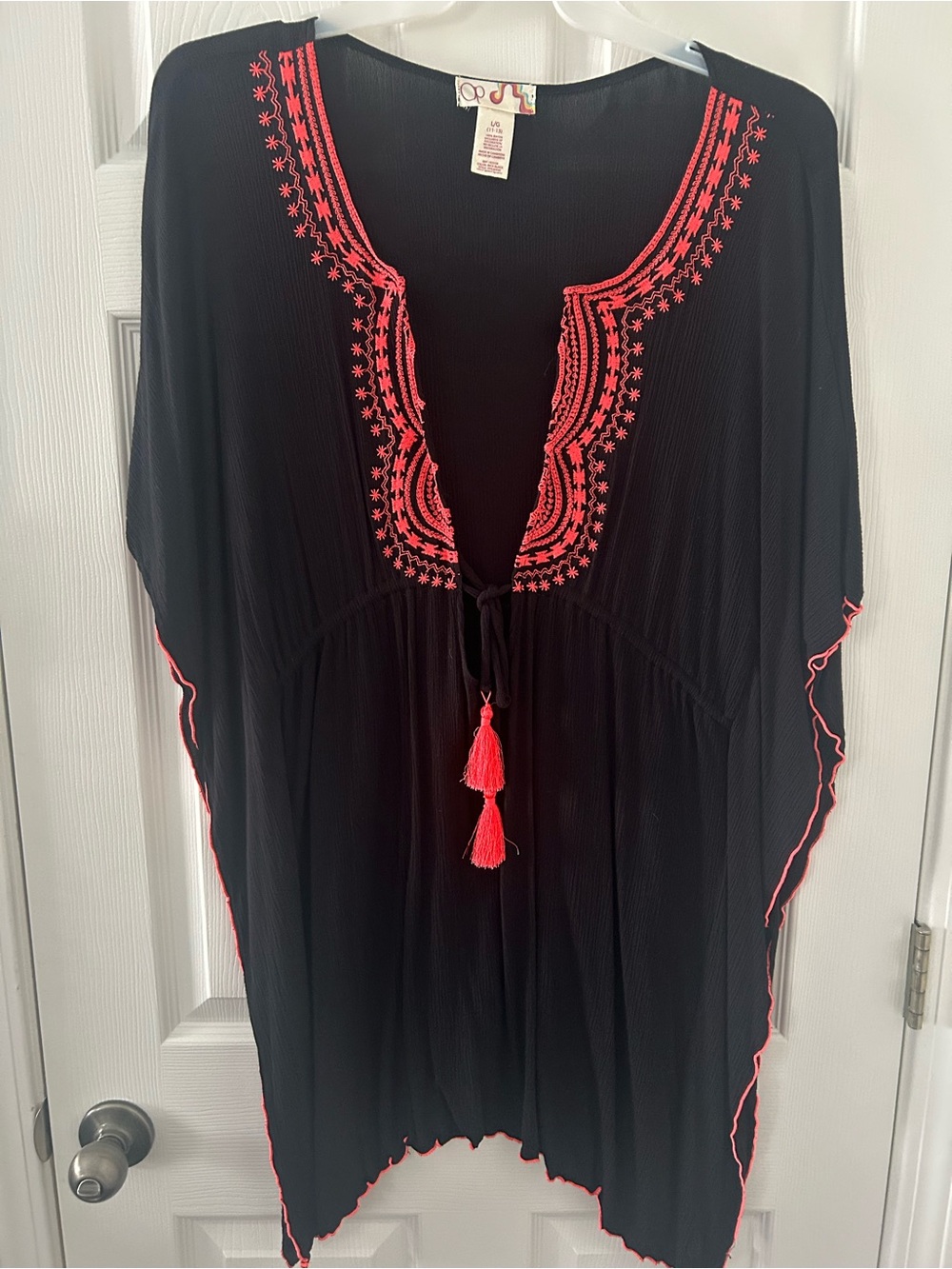 OP Black Cover-Up with Neon Pink Embroidery